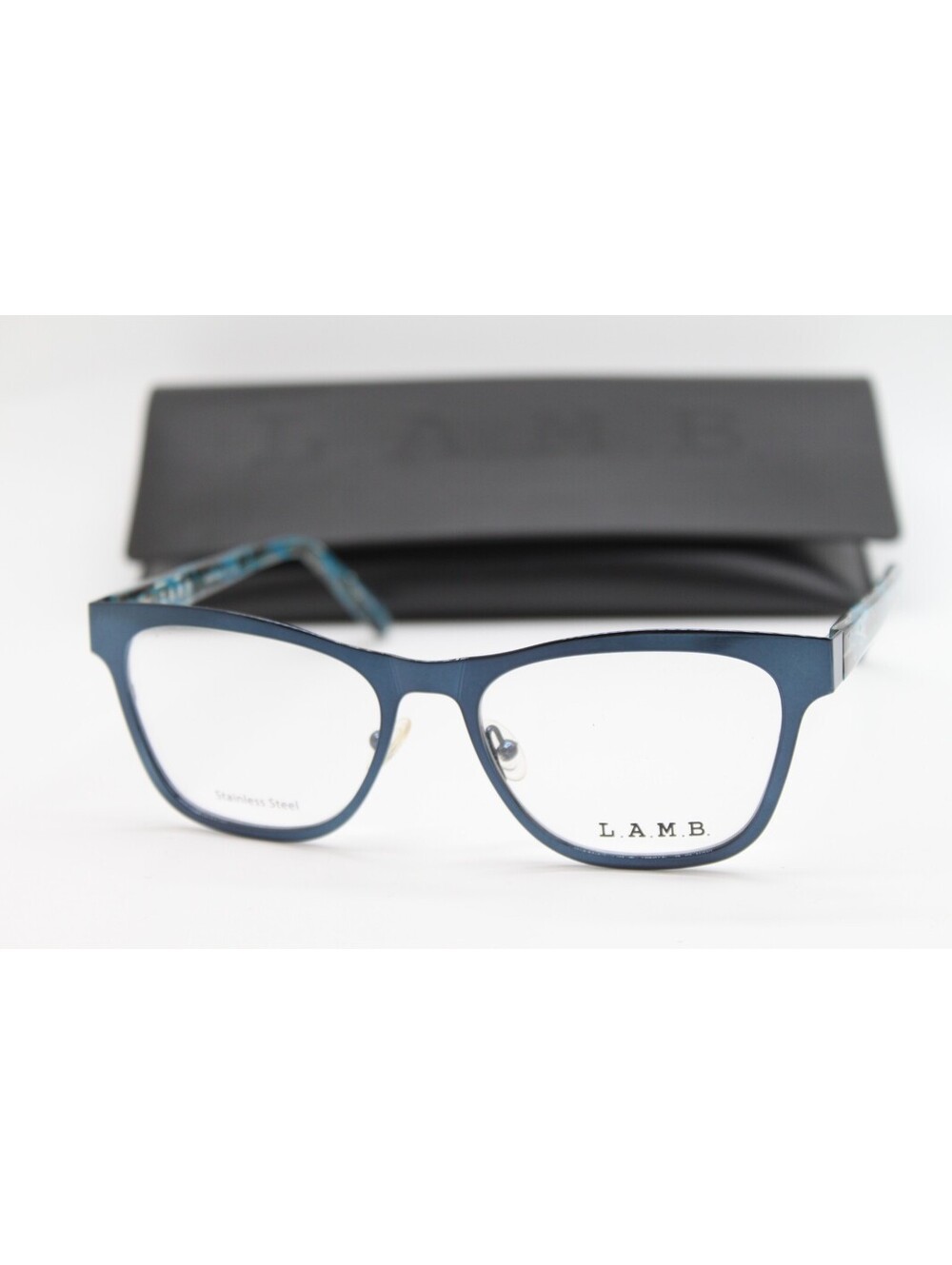 NEW L.A.M.B. LA036 BLU BLUE AUTHENTIC EYEGLASSES W/CASE 52-17